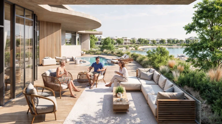 waterfront sit-out area of a luxury residence